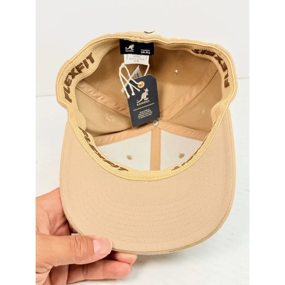 Kangol Wool Flexfit Baseball Cap Beige S/M 8650BC NWT Logo Stretch Hat